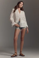 By Anthropologie Lace-Inset Tunic Blouse