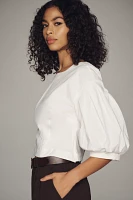 By Anthropologie Drop Shoulder Puff-Sleeve Fitted Blouse