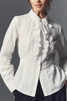 Pilcro Bell-Sleeve V Ruffle-Front Buttondown Shirt