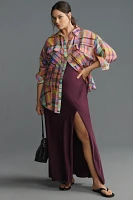 Pilcro Long-Sleeve Mixed Madras Plaid Oversized Buttondown Shirt