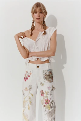 Pilcro Sleeveless Scoop-Neck Tie-Waist Blouse