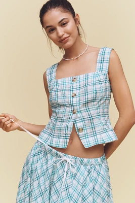 Maeve Square-Neck Button-Front Tank