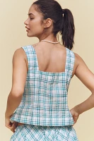 Maeve Square-Neck Button-Front Tank