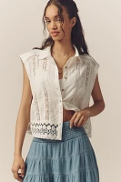Pilcro Boxy Lace Buttondown Shirt