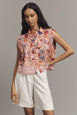 Pilcro Boxy Lace Buttondown Shirt