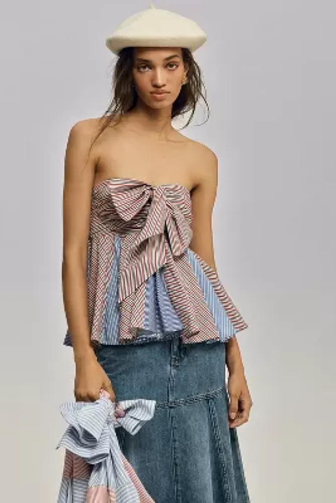 By Anthropologie Strapless Ruffle Top