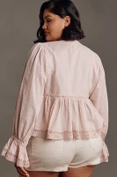 By Anthropologie Long-Sleeve Eyelet Swing Top