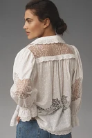 By Anthropologie Mixed Lace Blouse