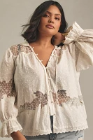 By Anthropologie Mixed Lace Blouse