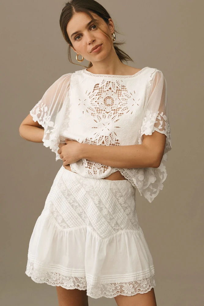 By Anthropologie Boxy Lace Blouse