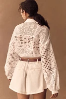 Pilcro Cutwork Bubble-Sleeve Shirt