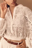 Pilcro Cutwork Bubble-Sleeve Shirt