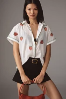 Maeve Short-Sleeve Whip-Stitch Buttondown Shirt