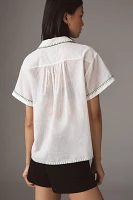 Maeve Short-Sleeve Whip-Stitch Buttondown Shirt