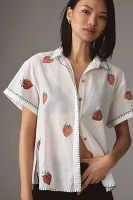 Maeve Short-Sleeve Whip-Stitch Buttondown Shirt