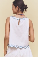 By Anthropologie Sleeveless Embroidered Blouse