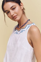 By Anthropologie Sleeveless Embroidered Blouse