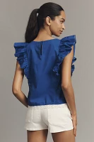 By Anthropologie Printed Flutter-Sleeve Top