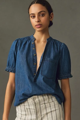 Aly Puff-Sleeve Blouse by Pilcro: Chambray Edition