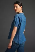 Aly Puff-Sleeve Blouse by Pilcro: Chambray Edition