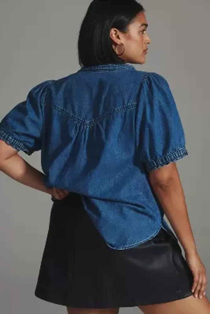 Aly Puff-Sleeve Blouse by Pilcro: Chambray Edition