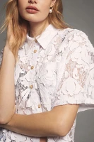 Pilcro Short-Sleeve Lace Buttondown Shirt