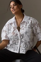 Pilcro Short-Sleeve Lace Buttondown Shirt