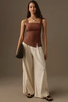 By Anthropologie Asymmetrical Linen Split-Front Tank