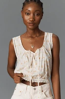 Greylin Edna Floral Eyelet Bubble Tank