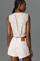 Greylin Edna Floral Eyelet Bubble Tank