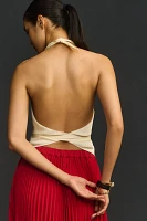 Sunday Brooklyn Halter Cowl-Neck Backless Apron Top