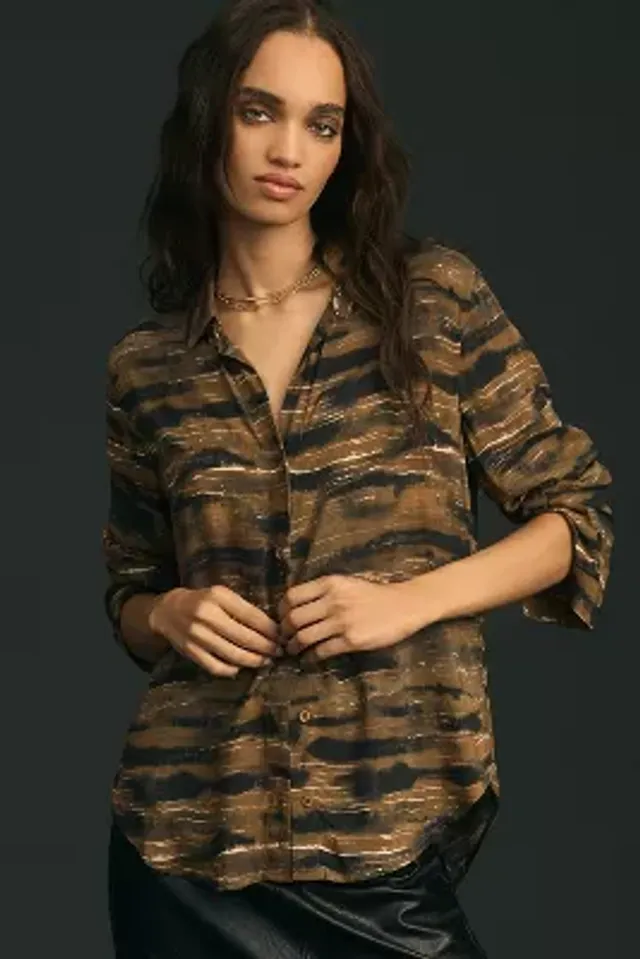 Button Down Crinkle Shirt - Trader Rick's for the artful woman