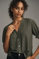 Cloth & Stone Puff-Sleeve Linen Buttondown Top