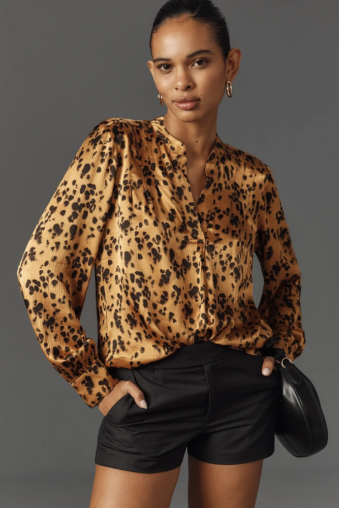 Cloth & Stone Animal Print Henley Top