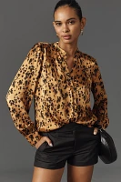 Cloth & Stone Animal Print Henley Top