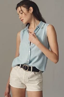 Cloth & Stone Sleeveless Blanket-Stitch Blouse