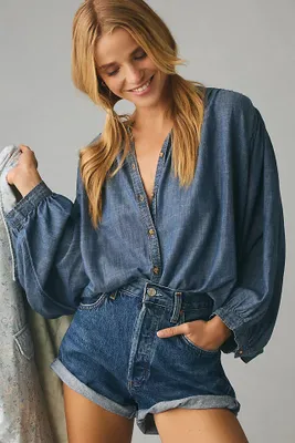 The Sidney Batwing Blouse by Pilcro: Chambray Edition
