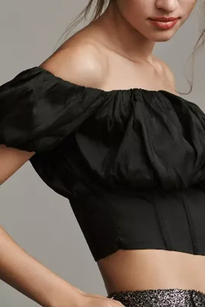 Maeve Puff-Sleeve Off-The-Shoulder Corset Top