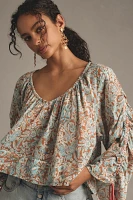 By Anthropologie Long-Sleeve Shirred Blouse