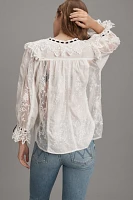 By Anthropologie Coquette Collared Sheer Blouse