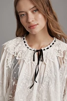 By Anthropologie Coquette Collared Sheer Blouse