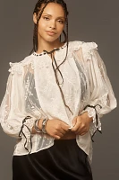 By Anthropologie Coquette Collared Sheer Blouse