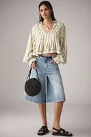 By Anthropologie Balloon-Sleeve Scoop-Neck Collared Blouse