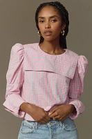 Maeve Puff-Sleeve Seersucker Blouse