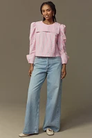 Maeve Puff-Sleeve Seersucker Blouse