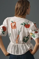 Maeve V-Neck Embroidered Veggie Blouse