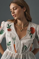 Maeve V-Neck Embroidered Veggie Blouse