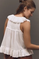 By Anthropologie Sheer Ruffle Swing Top