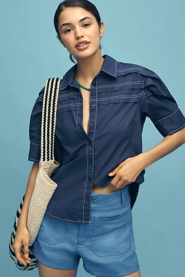 Pilcro Short-Sleeve Reworked Buttondown Shirt