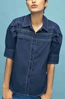 Pilcro Short-Sleeve Reworked Buttondown Shirt